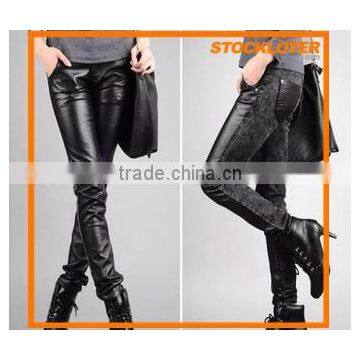 Glossy Black PU pants for Lady Stock Lot