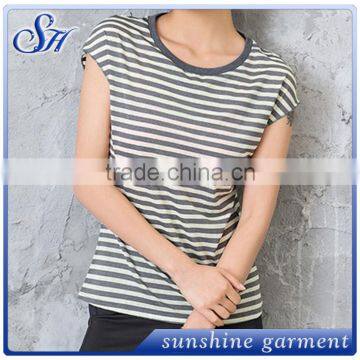 2017 Summer running sports t-shirts Horizontal stripe T-shirt