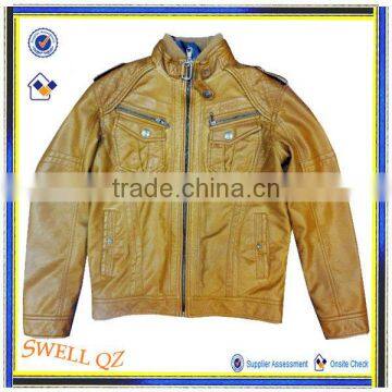 Latest european fashion winter clothes leather jacket for men