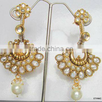 Polki Gold plated dangler EARRINGS