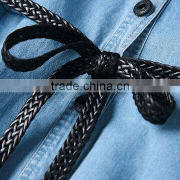 Zm35716a Latest Designs Elegant Embroidery Jeans Long Dress for Lady photo-5