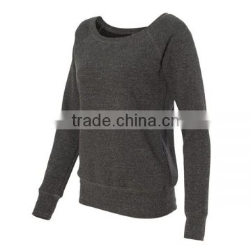 High quality tri-blend sweatshirt for women , wholesale crew neck heather gray sweatshirt