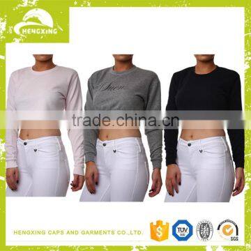 Wholesale custom blank Womens long sleeves FITTED CROP SWEATSHIRT