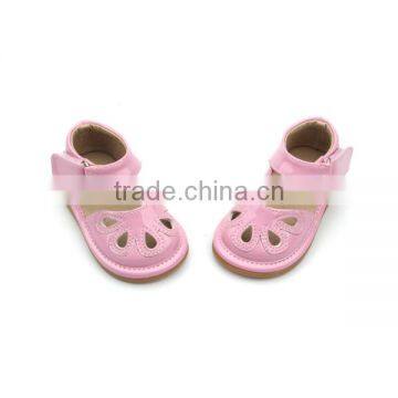 Lower MOQ Leather Kids Sandals Soft Rubber Squeaky Shoes photo-2