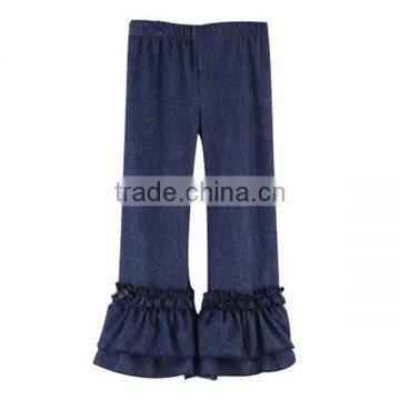 2015 Wholesale Organic Baby Wear Winter Triple Ruffle Pants Jean and Leather Pants photo-2