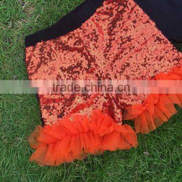 Halloween Gost Sequins Short Outfits Girls Print Suit Long Sleeves Top Set With Matching Necklace and Headbans Set photo-3