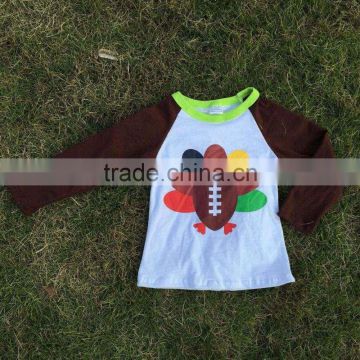 Thanksgiving top turkey baby clothes with ruffle long-sleeve girls 100% cotton clothing ningbo baby kids wear firm