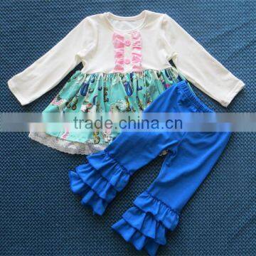 Boutique Carousel Outfit Long Sleeve Wooden Horse Dress Baby Clothing Suit YW-072 photo-2