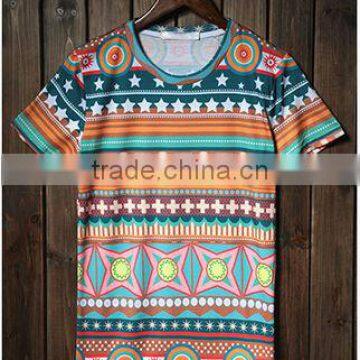 Latest Fasion High Quality Good Sale Wholesale Men's Printing Short Sleeve Shirt With Star and Cross Pattern