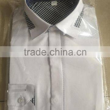 2016 boutique clothing boy school shirt fancy design invisible placket TC fabric white color clothes to kids turkey