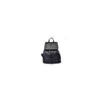 Black Top grain Pebble Fashion Leather Backpack for Men / Women