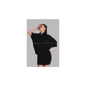 lady\\\'s elegant merino wool dress with bat swing sleeves