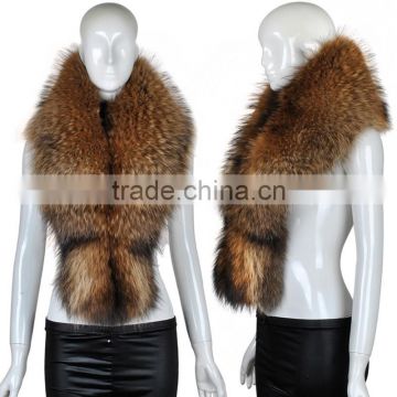 YR144 Wholesale natural Luxury Big Raccoon Fur Detachable Collar