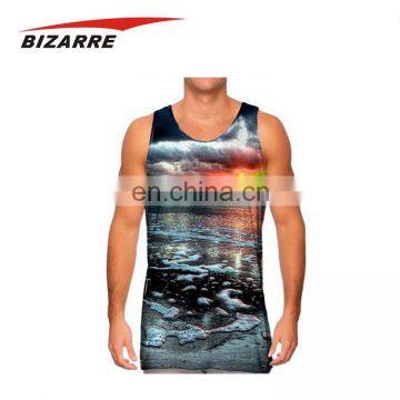 2017 Custom Sublimated Training Cotton Mens Slimming Singlet photo-2