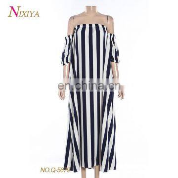 2018 Wholesale good quality stripes hotsale plus size maxi dress