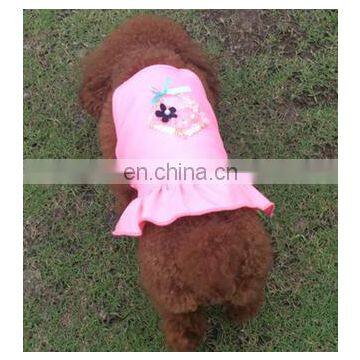 Cotton Dog Dress Strawberry Print Teddy Costume Summer Adorable Pet Clothes Cat Lady Skirt With Shoulder-straps photo-3