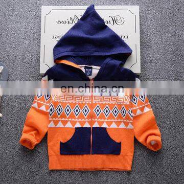 Hoodie design zipper Boys knitted cardigans for winter