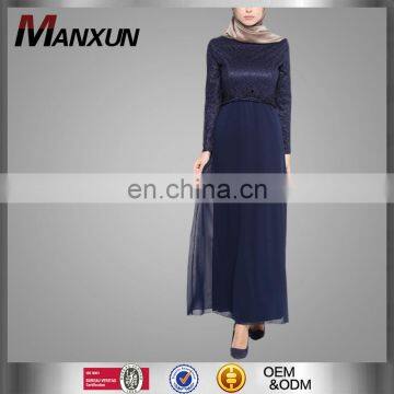 Latest Garment Design Blue Navy Chiffon Kaftans Wholesale Indian 2017 Popular Fashion Bodycon Maxi Dress