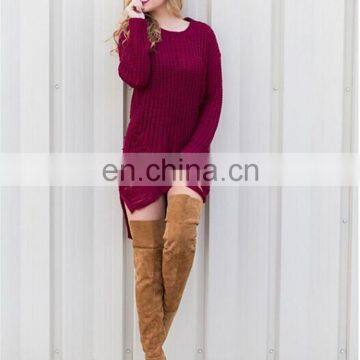 Korea Winter Long Coat Wholesale Hollow Out Knit Pullover Women Sweater KMY1286 photo-6