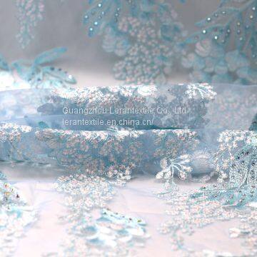 New Fashion Laser Cut Embroidered 3d Flower Lace Fabrics With Bead photo-2