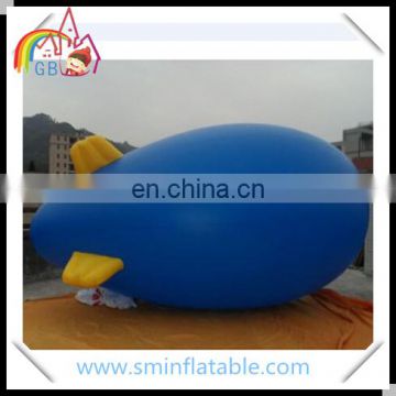 Promotion inflatable helium airplane, blue pvc blimp balloon for advertising event