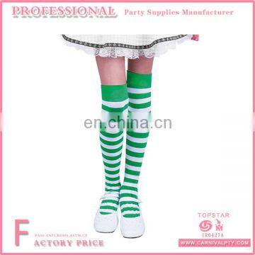 2017 New Design High Quality Party Girls Sexy Stockings White and Green Striped Tights For Women Party Decoration