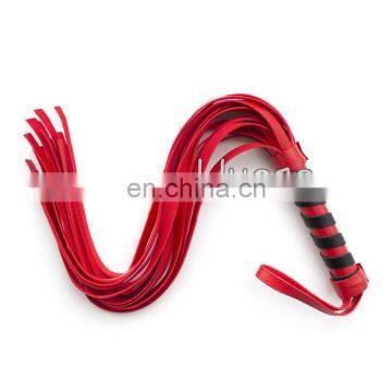 Black and red stripe whip, leather flogger, party whip, cosplay toy