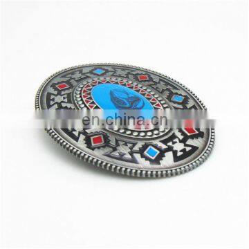 Bohemia style lady dress antique silver metal betl buckles vintage ovalwith stones popular style belt buckles