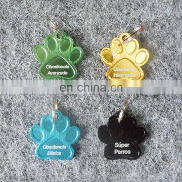 custom aluminium paw shaped dog tag/printing personalized logo pet tag