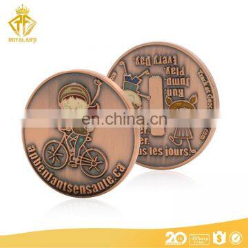 Wholesale Custom Soft Enamel Coin With Lovely Children in Copper