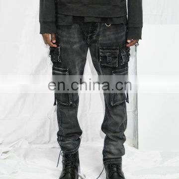 DiZNEW OEM High Quality USA Streetwear Black Denim Jeans For Men photo-3