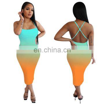 New Arrivals Wholesales Women Backless Tie Dyed Casual Dresses Ladies Bodycon Sexy Dresses Women Summer Dresses photo-2