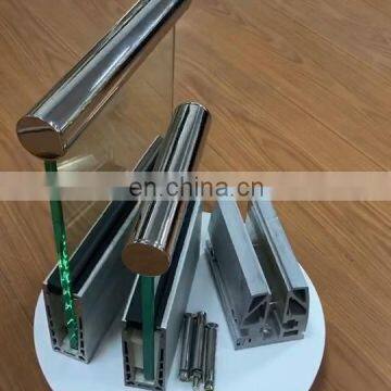 Floor mounted frameless aluminium balustrade glass railing aluminum u channel profile