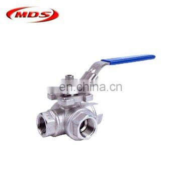 NPT stainless steel ss three way ball valve dn20