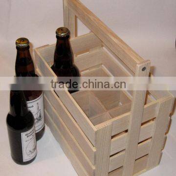 Custom Wooden Beer Bottle Crate With Handle