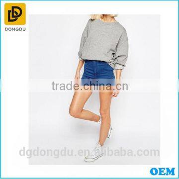 New arrival high waisted hot and fashion bule denim mini shorts for girls