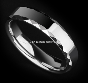 Tire pattern brushed grooved tungsten gold ring
