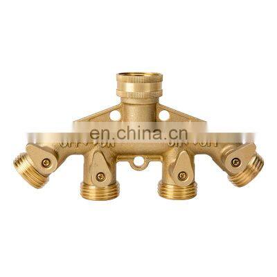 Brass manifold  Hose Pipe Tool Four Way Garden Hose Connector Tap Garden Hoses Pipes Splitters