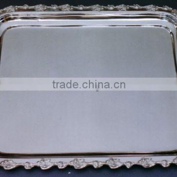 Engraved Silver Serving Tray With Handle