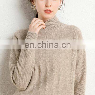 Ladies Plus Size Merino Wool Knit Chunky Loose Hem Slit Mock Neck Pullover Sweater photo-3