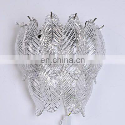 New design glass wall lamp hotel decorations leaves wall lamp