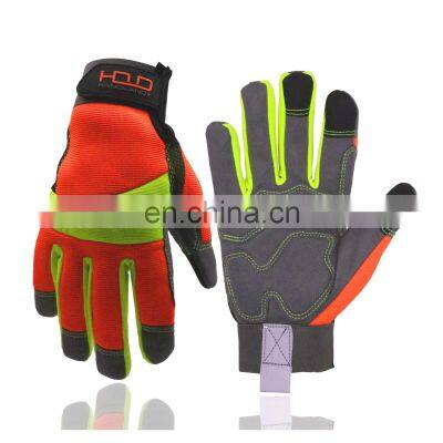 HANDLANDY Flexible Breathable Spandex Padded Palm Vibration-Resistant Hand Working Mechanic Safety Gloves