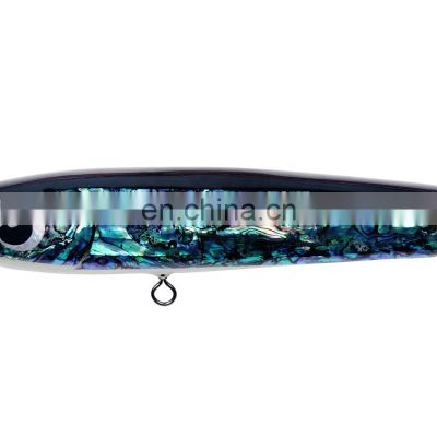 high quality 140g real abalone shell  wooden trolling pencil lure   big game saltwater fishing lures