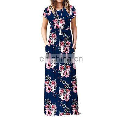 Manufacturers Wholesale Women's Short Sleeve Casual Printed Pocket Dress Women's Clothing photo-5