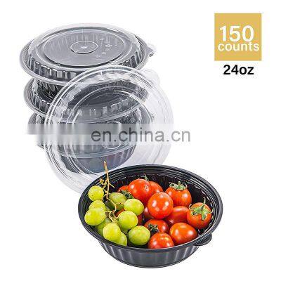 Portable Black Stackable Disposable PP Plastic Meal Prep Containers With Clear Lids photo-3
