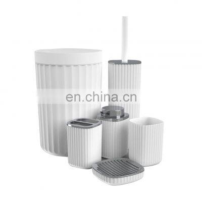 Vertical Stripe Plastic Decorative Bathroom Accessories Set 6 Pcs Luxury Bath Sets photo-2