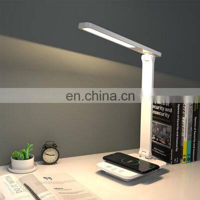 Dimmable Eye-Friendly Led Wireless Charge Table Lamp Foldable USB Charging Led Desk Lamp With Wireless Charging Function