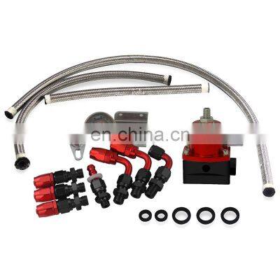 AUSO Universal Adjustable Fuel Pressure Regulator Gauge Kit With 100PSI Gauge for AN6 Hose Fitting EFI