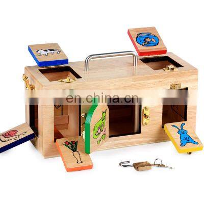 Educational preschool montessori wooden lock toys