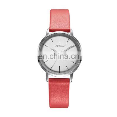 SINOBI Elegant Fashion Lady Watch Simple Dial Leather Band Calendar Date Display Japanese Quartz Movement S9715L